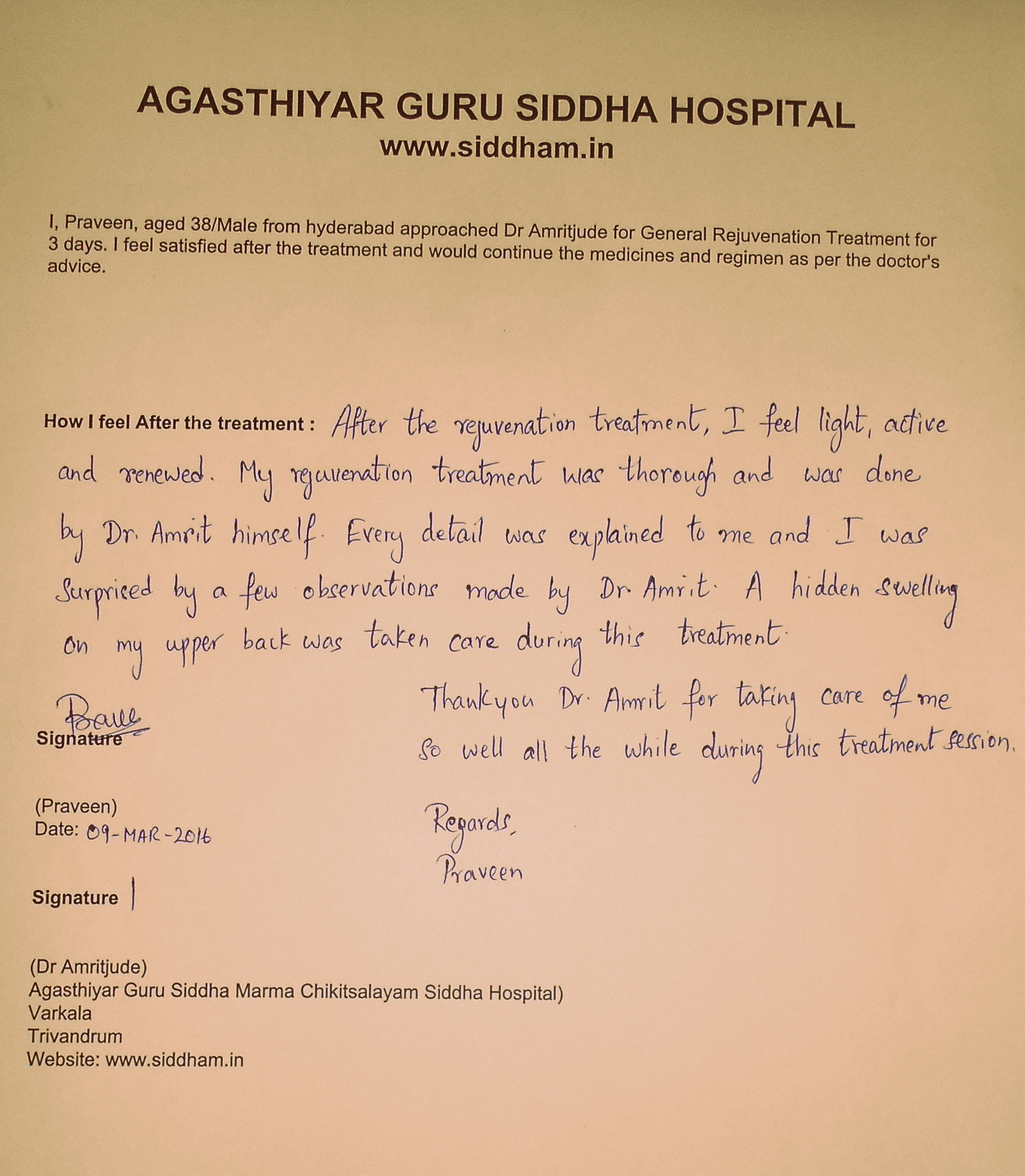 Siddha Vaidya Treatment Review